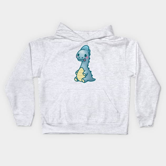 Cute Blue Sauropod Dinosaur Kids Hoodie by mil.creates